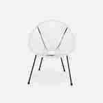 Set van 2 ei-vormige stoelen ACAPULCO met bijzettafel - Wit - Stoelen 4 poten design retro, met lage tafel, plastic koorden Photo4