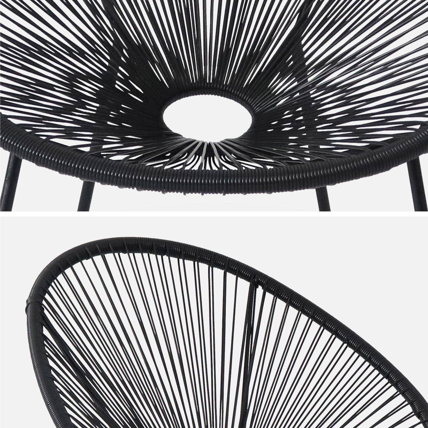 Fauteuil ACAPULCO forme d'oeuf - Noir - Fauteuil 4 pieds design rétro, cordage plastique, intérieur / extérieur Photo4
