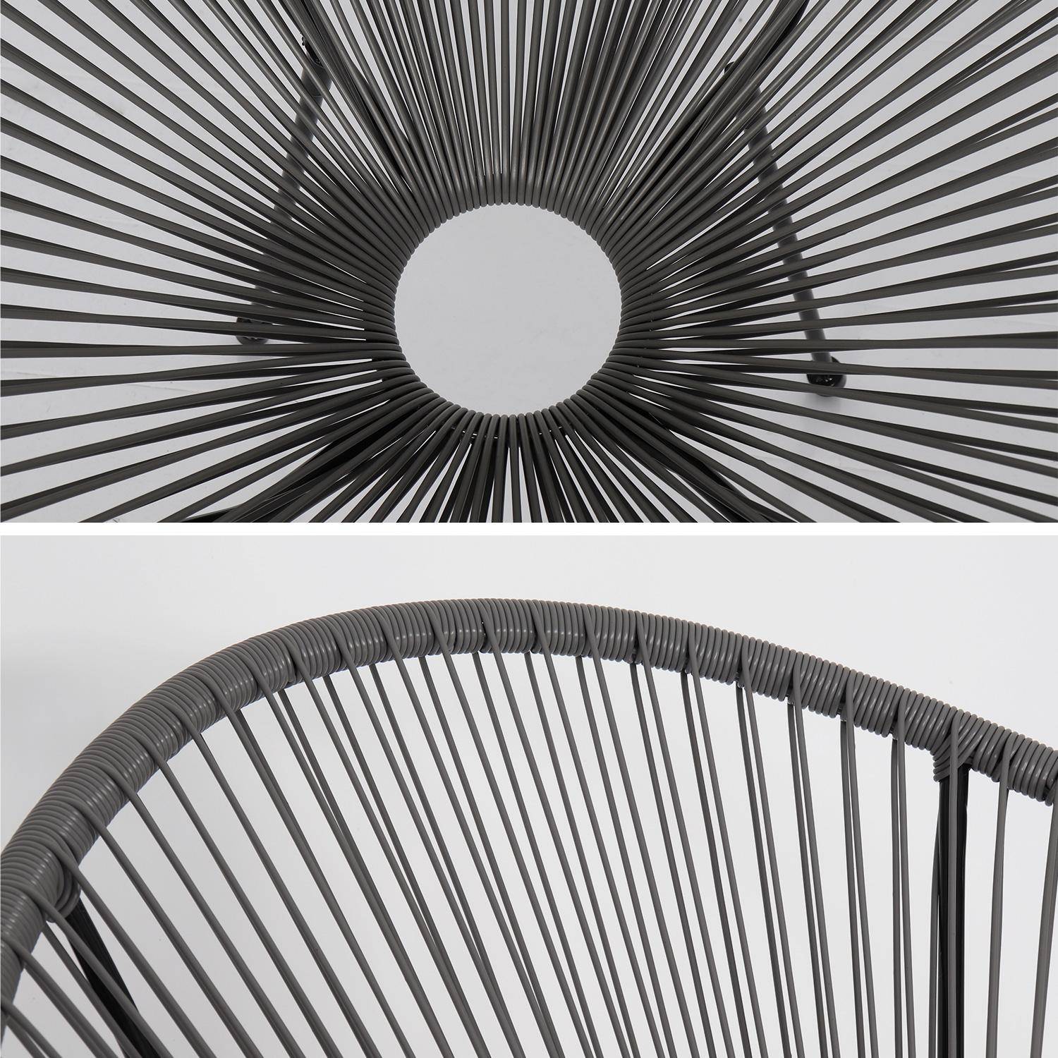 Fauteuil ACAPULCO forme d'oeuf -Taupe - Fauteuil 4 pieds design rétro, cordage plastique, intérieur / extérieur,sweeek,Photo3