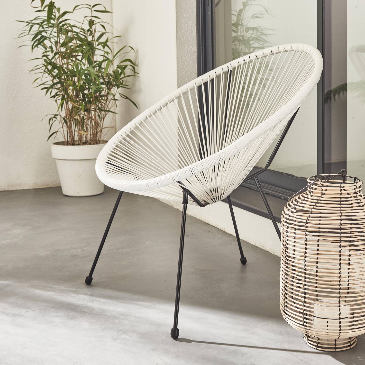 Egg designer string chair - PVC designer string chair - Acapulco - White Photo1