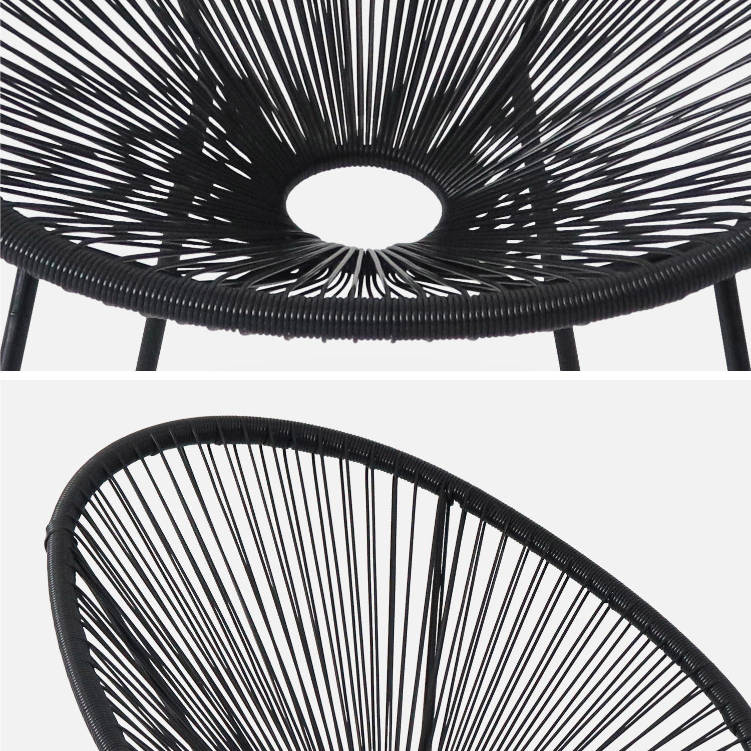 Set van 2 design stoelen ei-vormig - Acapulco Zwart  - Stoelen 4 poten retro design, plastic koorden, binnen/buiten Photo6