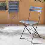 Lot de 2 chaises de jardin pliables - Emilia bleu grisé - Acier thermolaqué Photo2