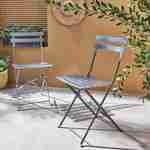 Lot de 2 chaises de jardin pliables - Emilia bleu grisé - Acier thermolaqué Photo1