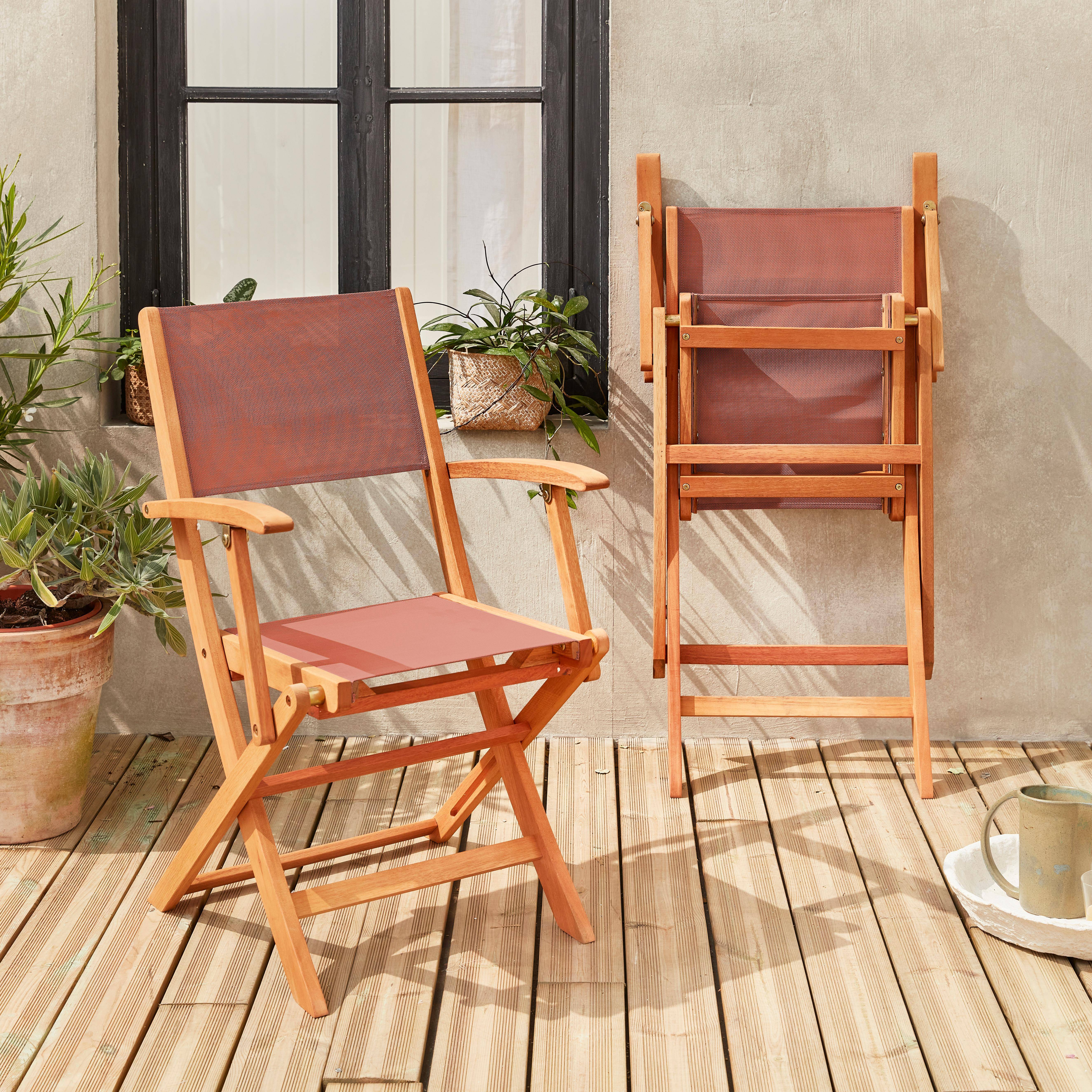 Pareja de sillas de mesa de jardín, Eucalipto, Terracota,sweeek,Photo2