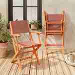 Fauteuils de jardin en bois et textilène - Almeria Terra cotta - 2 fauteuils pliants en bois d'Eucalyptus FSC huilé et textilène Photo2