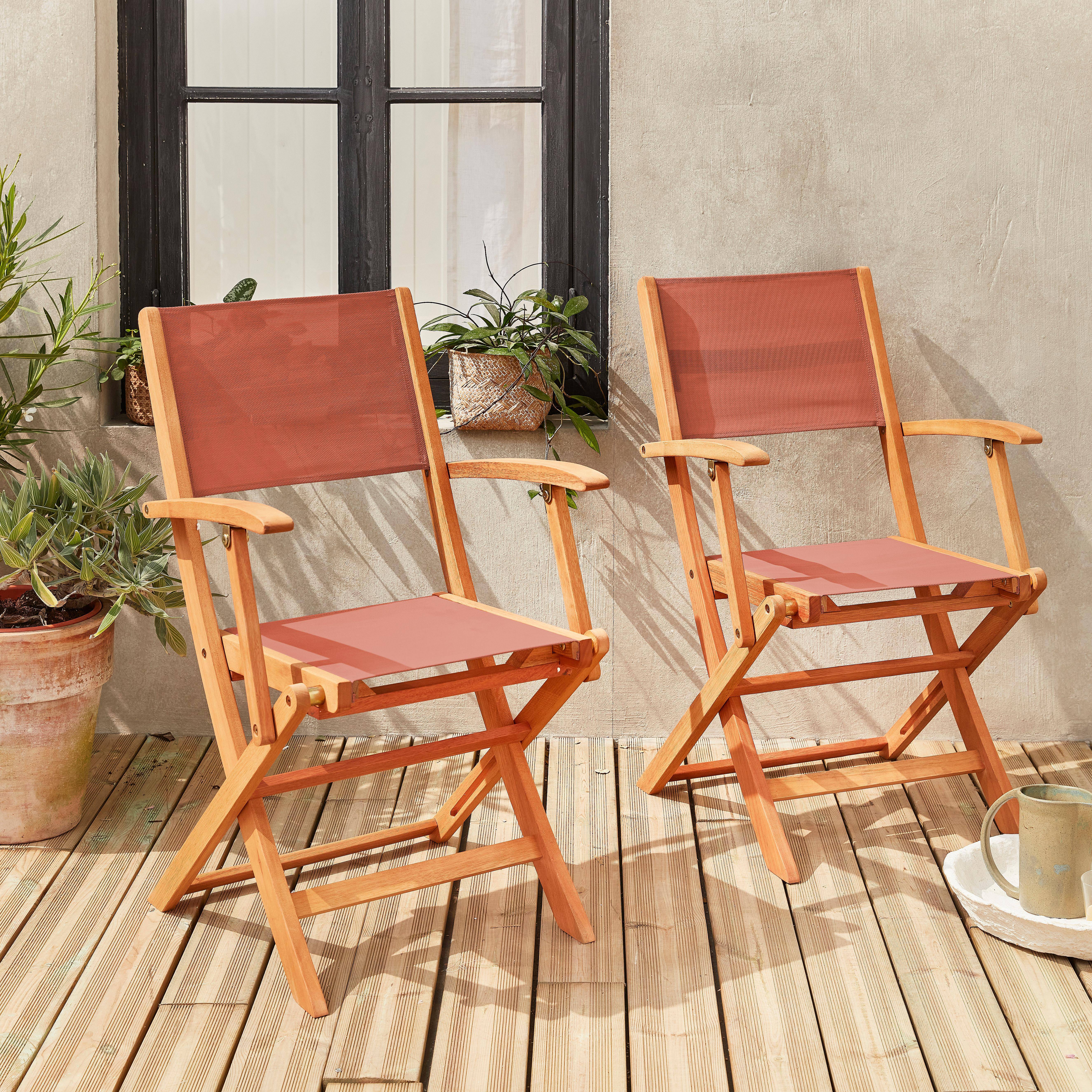 Pareja de sillas de mesa de jardín, Eucalipto, Terracota,sweeek,Photo1