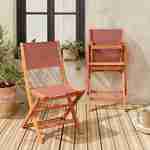 Chaises de jardin en bois et textilène - Almeria Terracotta - 2 chaises pliantes en bois d'Eucalyptus FSC huilé et textilène Photo2