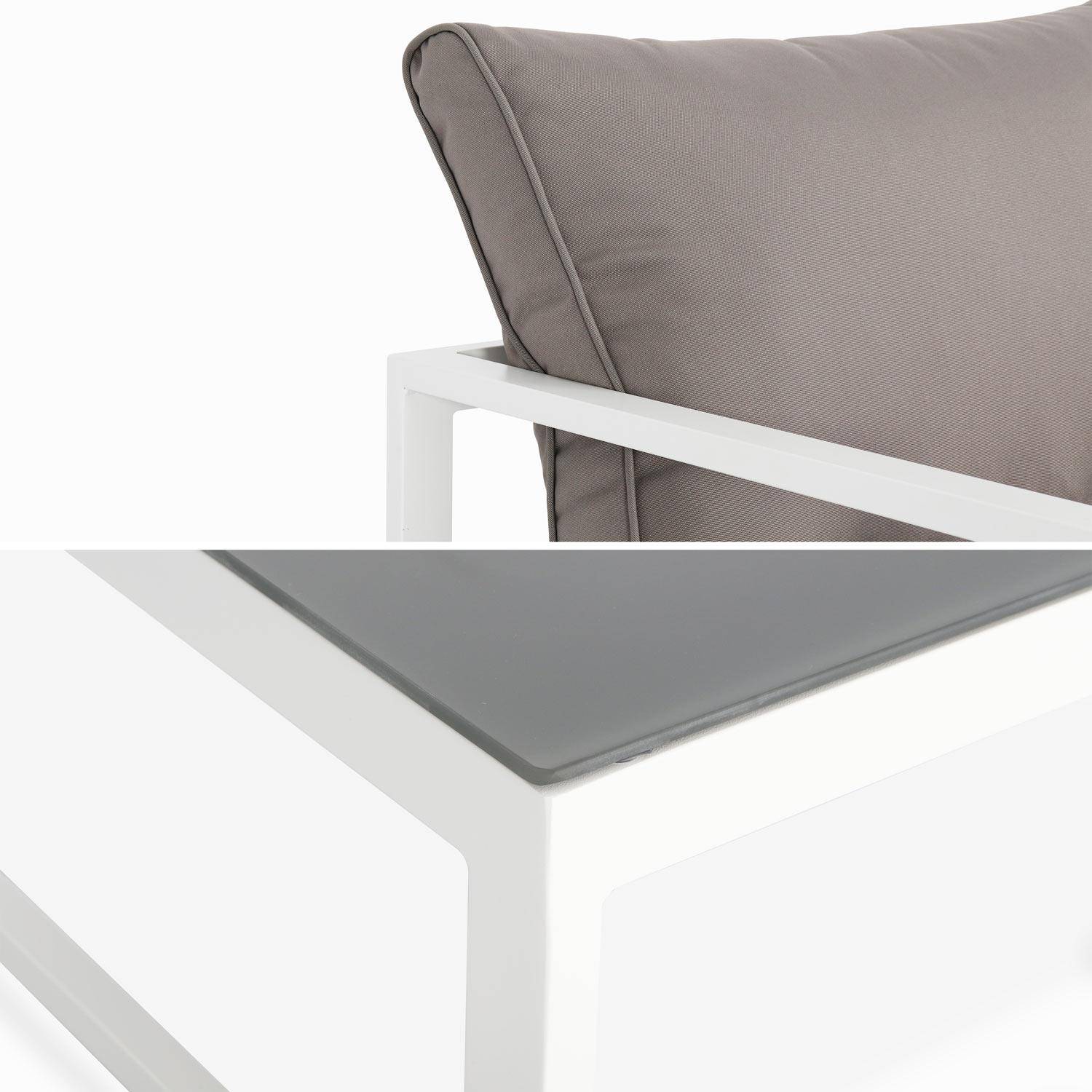 Salon de jardin 4 places - BALEA Blanc et Taupe - 4 éléments en aluminium, coussins épais, design Photo6