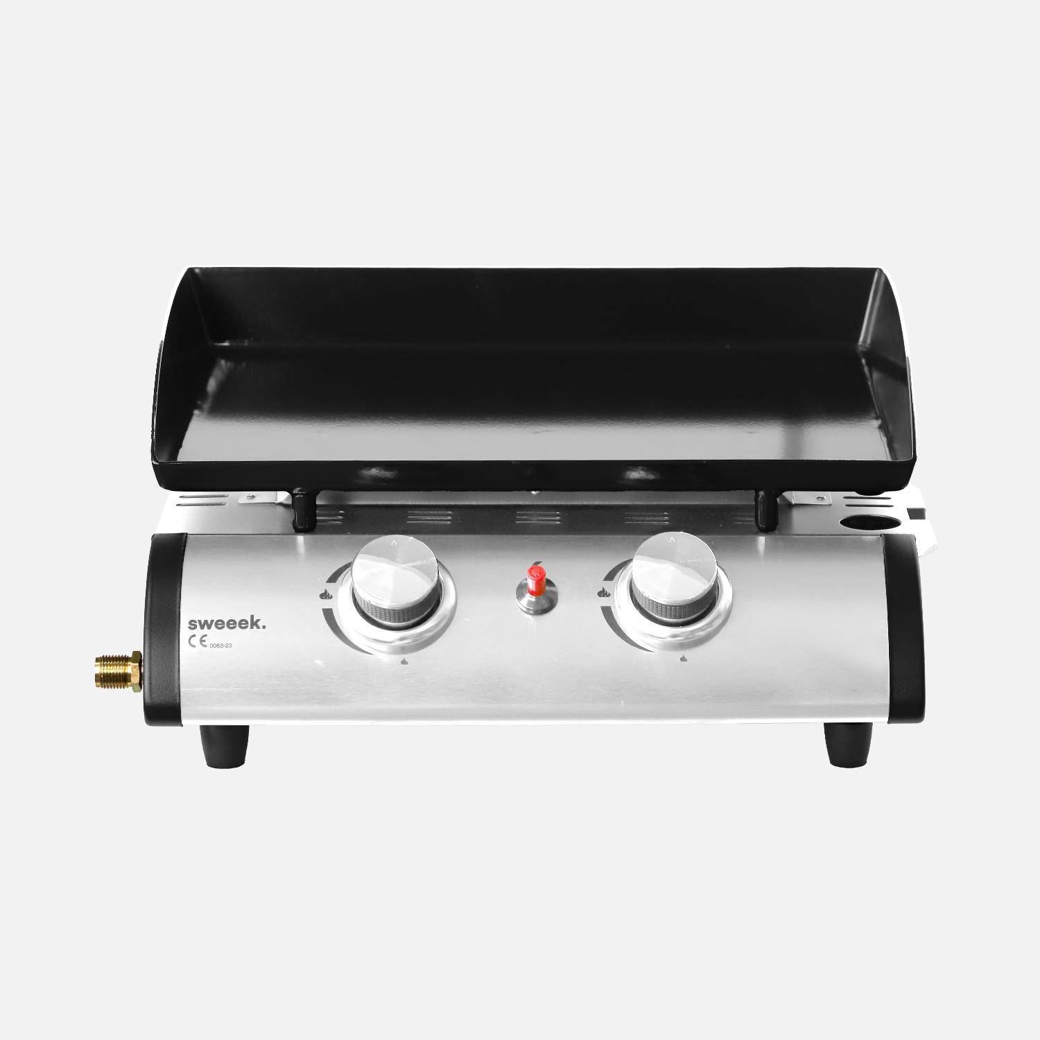 Bakplaat 2 branders - Porthos - 5 kW, barbecue, buitenkeuken, geëmailleerde plaat, roestvrij staal Photo3