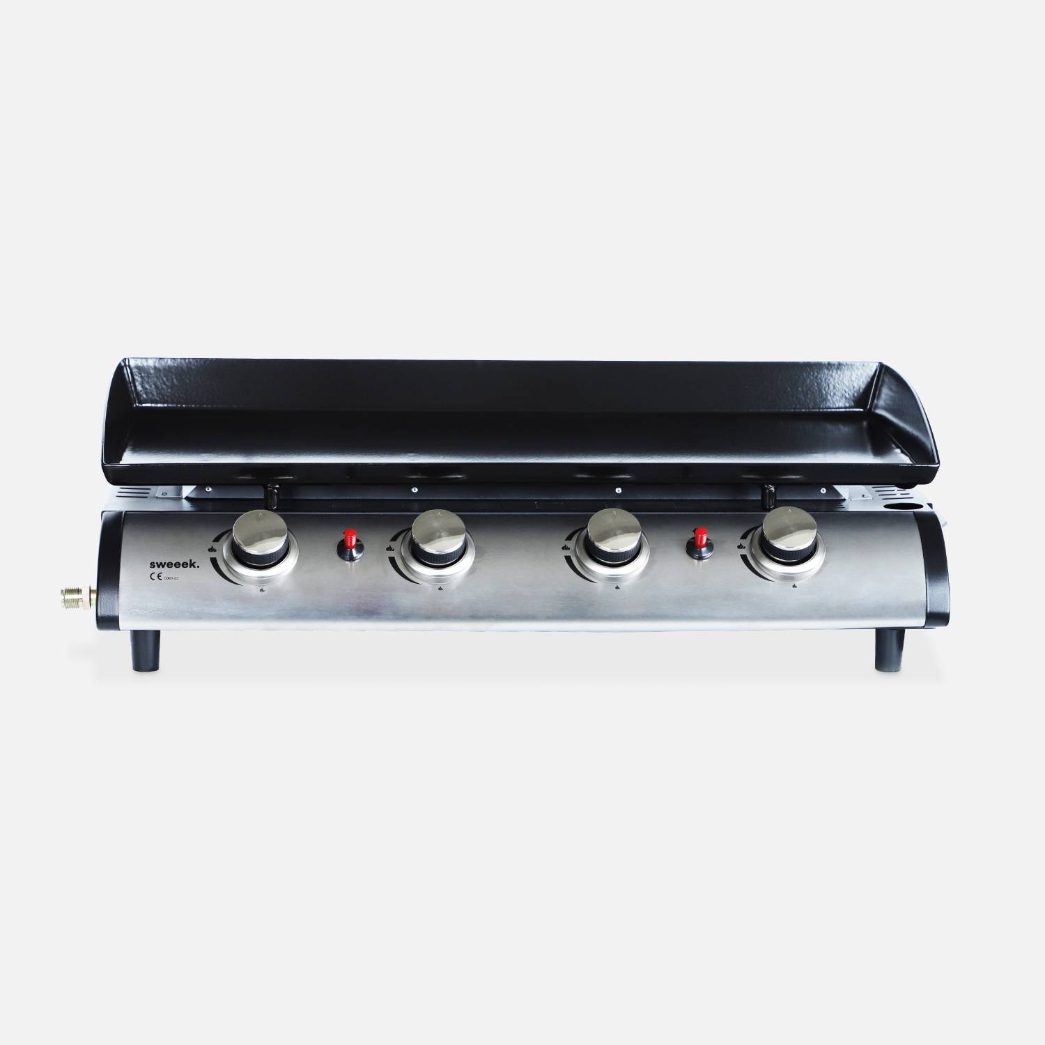 Griglia a gas a 4 fuochi in acciaio inox 10kW, Nero