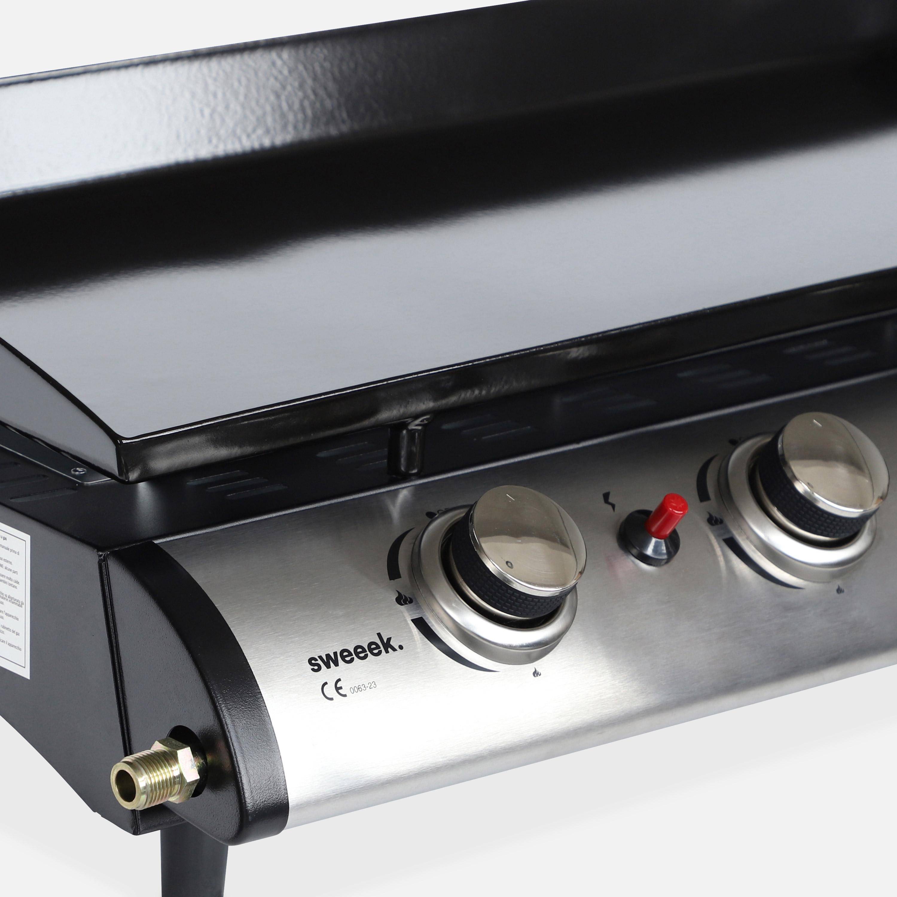 Plancha au gaz 4 feux - Porthos 4 brûleurs - 10 kW, barbecue, cuisine extérieure, grande plaque émaillée, inox Photo7