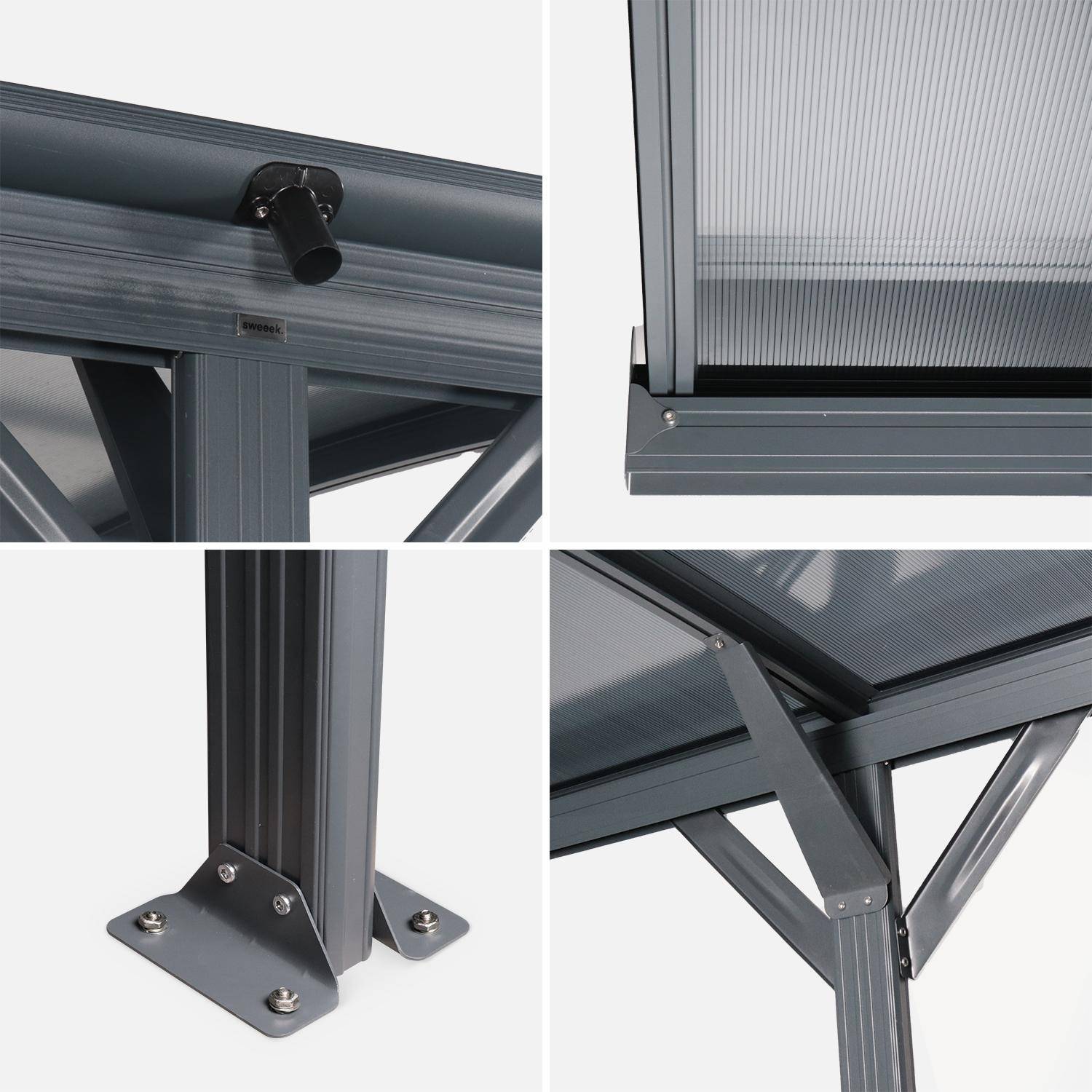 Carport de 15m² en aluminium anthracite et polycarbonate - Le Mans 5x3m - abri de voiture 500 x 300 x 220 cm,sweeek,Photo4