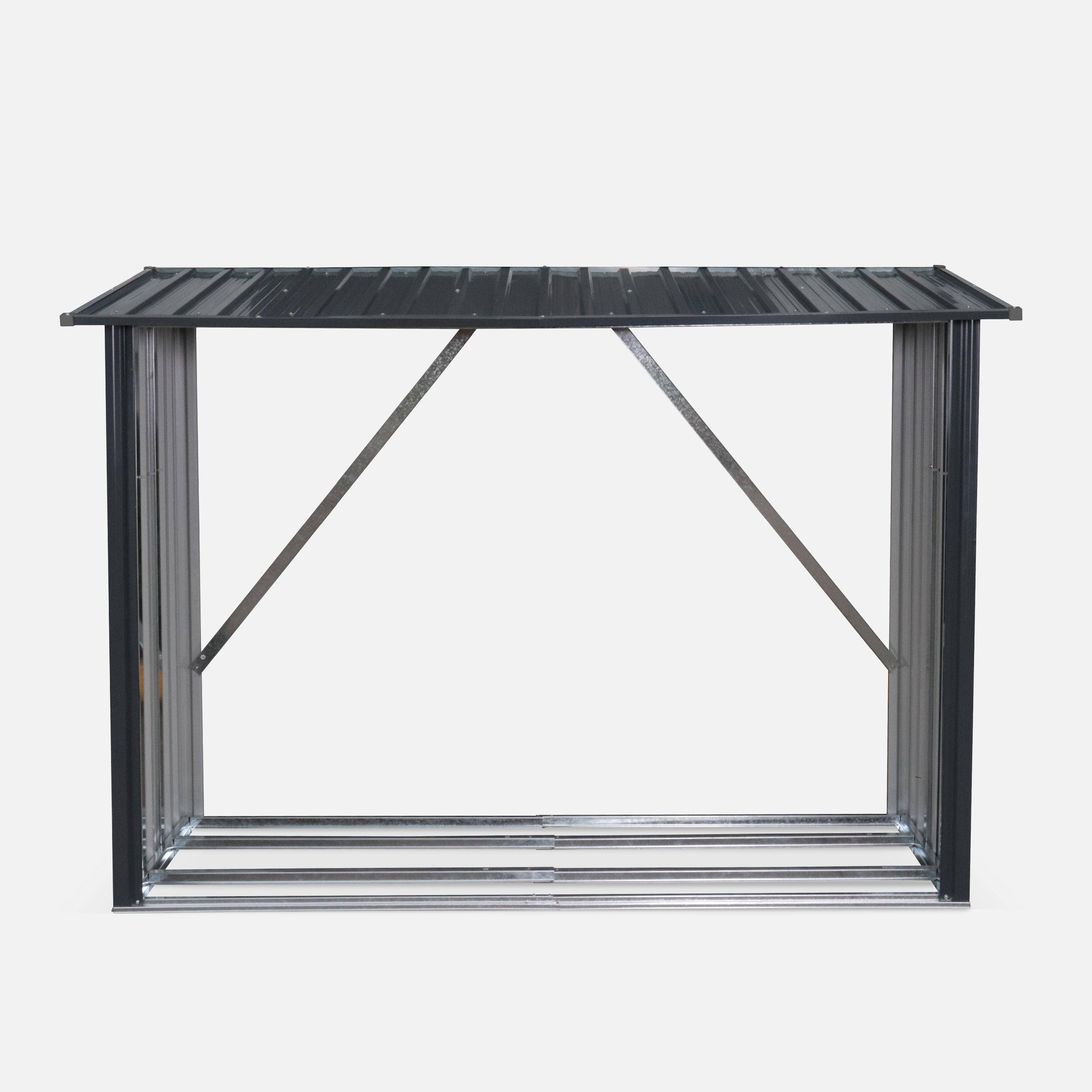 Metal woodshed 80 x 215 x 155 cm, anthracite grey - Epicea -  galvanised steel, 2 steres Photo2