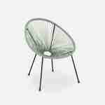 Lot de 2 fauteuils design Oeuf - Acapulco Vert de gris- Fauteuils 4 pieds design rétro, cordage plastique, intérieur / extérieur Photo3