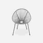 Set mit 2 eiförmigen ACAPULCO-Sesseln mit Beistelltisch - dunkelgrau - 4-beinige Sessel im Retro-Design mit Couchtisch, Kunststoffschnur Photo4