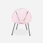 Set van 2 ei-vormige stoelen ACAPULCO met bijzettafel - Lichtroze - Stoelen 4 poten design retro, met lage tafel, plastic koorden Photo4