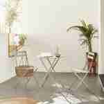 Salon de jardin bistrot pliable - Emilia rond gris taupe - Table Ø60cm avec deux chaises pliantes, acier thermolaqué Photo7