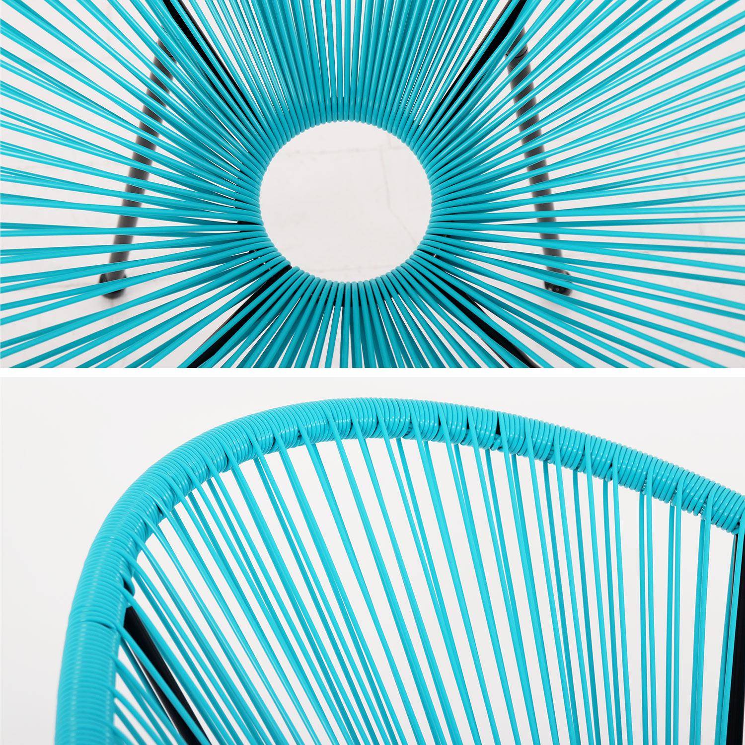 Fauteuil ACAPULCO forme d'oeuf - Turquoise - Fauteuil 4 pieds design rétro, cordage plastique, intérieur / extérieur Photo4