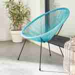 ACAPULCO stoel ei-vormig - Turkoois- Stoel 4 poten retro design, plastic koorden, binnen/buiten Photo1