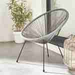 ACAPULCO eiförmiger Sessel - Dunkelgrau - 4-beiniger Sessel im Retro-Design, Kunststoffschnur, innen / außen Photo1