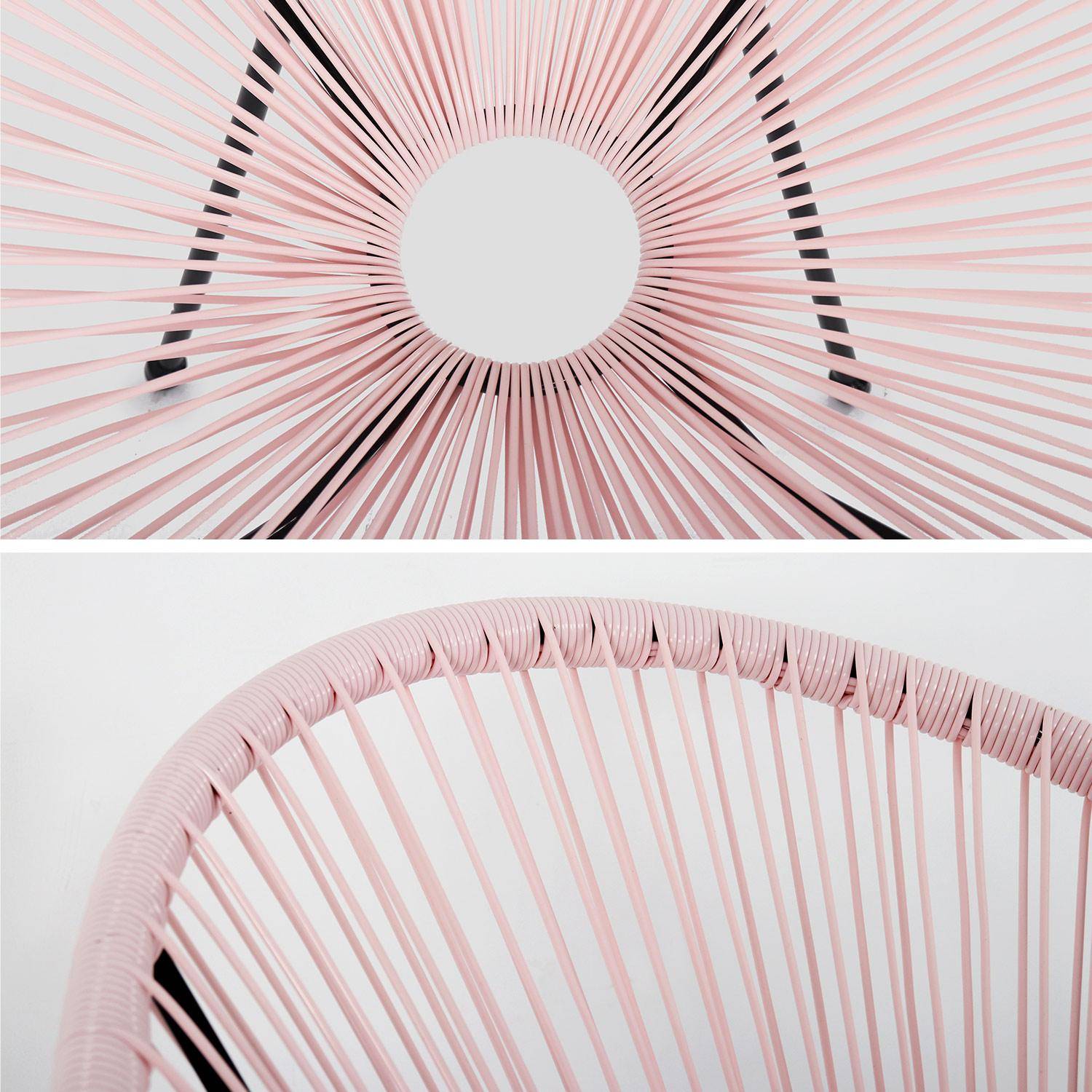 Fauteuil ACAPULCO forme d'oeuf - Rose pale - Fauteuil 4 pieds design rétro, cordage plastique, intérieur / extérieur Photo4