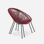 Lot de 2 fauteuils design Oeuf - Acapulco Bordeaux - Fauteuils 4 pieds design rétro, cordage plastique, intérieur / extérieur Photo5