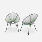 Set van 2 design stoelen ei-vormig - Acapulco Groengrijs  - Stoelen 4 poten retro design, plastic koorden, binnen/buiten Photo1