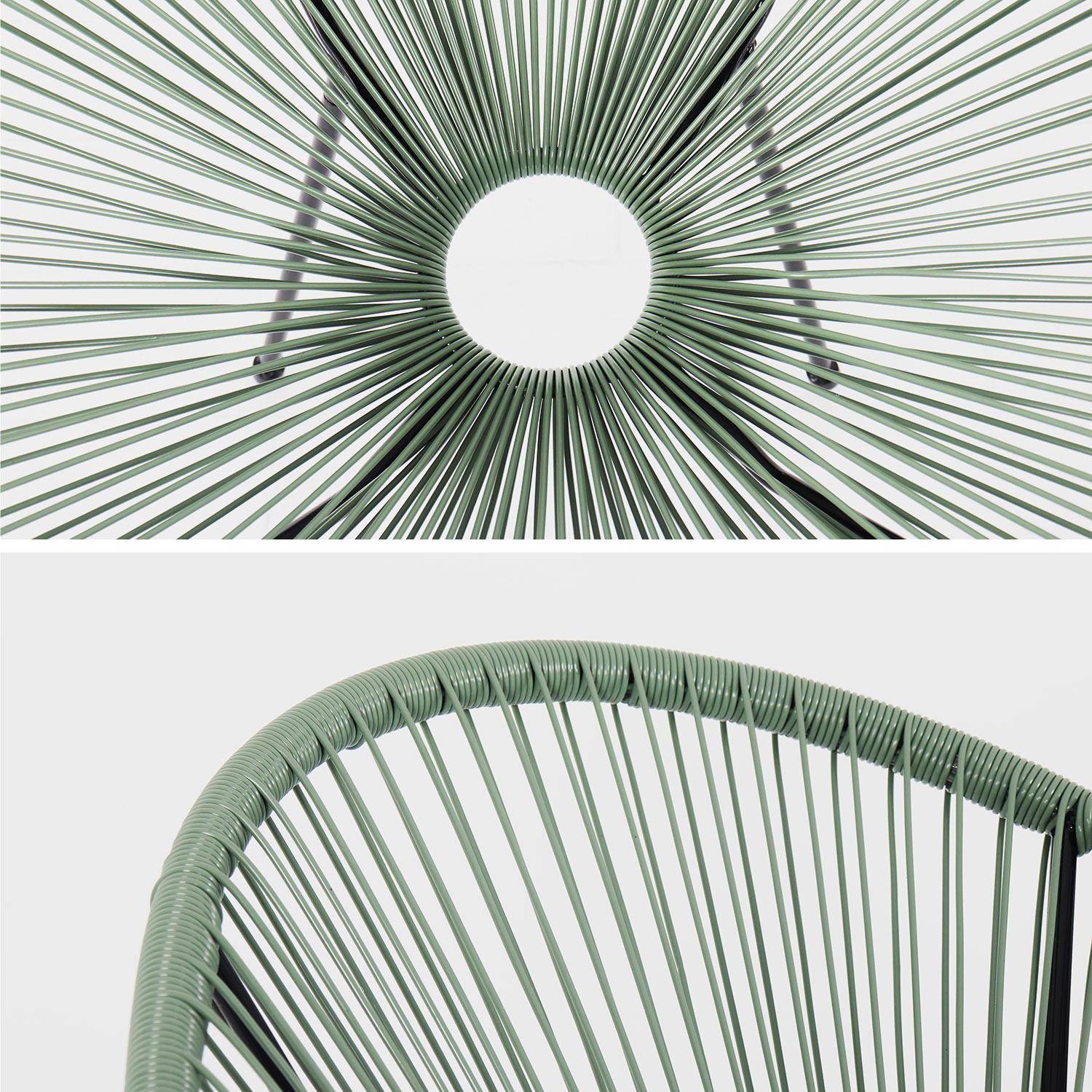 Lot de 2 fauteuils design Oeuf - Acapulco vert de gris - Fauteuils 4 pieds design rétro, cordage plastique, intérieur / extérieur Photo5