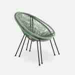 Lot de 2 fauteuils design Oeuf - Acapulco vert de gris - Fauteuils 4 pieds design rétro, cordage plastique, intérieur / extérieur Photo4