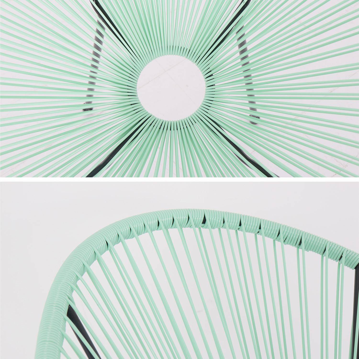 Lot de 2 fauteuils design Oeuf - Acapulco vert d'eau - Fauteuils 4 pieds design rétro, cordage plastique, intérieur / extérieur Photo6