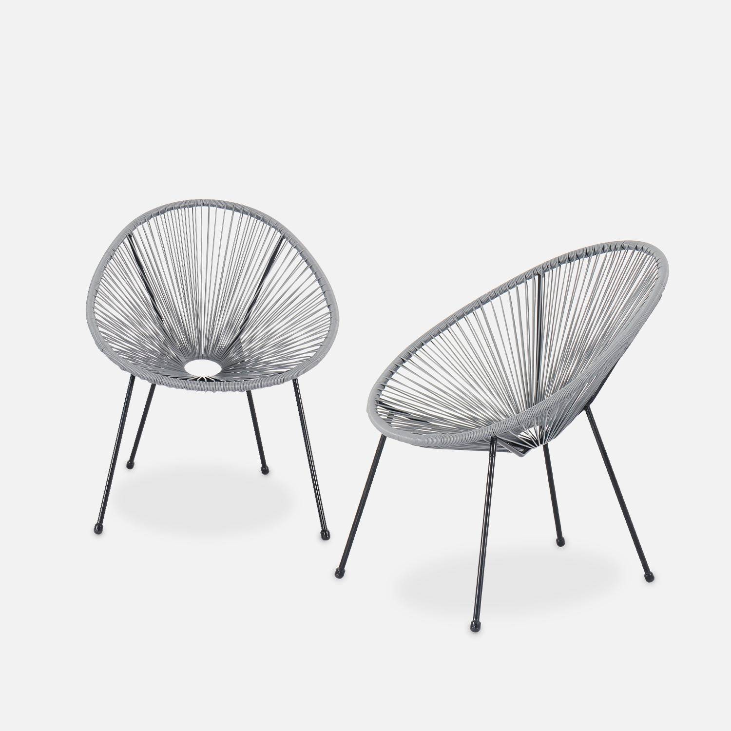 Set van 2 design stoelen ei-vormig - Acapulco Donkergrijs  - Stoelen 4 poten retro design, plastic koorden, binnen/buiten Photo2