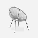 Set van 2 design stoelen ei-vormig - Acapulco Donkergrijs  - Stoelen 4 poten retro design, plastic koorden, binnen/buiten Photo3