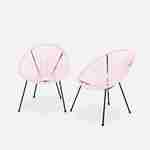 Set van 2 design stoelen ei-vormig - Acapulco Lichtroze  - Stoelen 4 poten retro design, plastic koorden, binnen/buiten Photo2