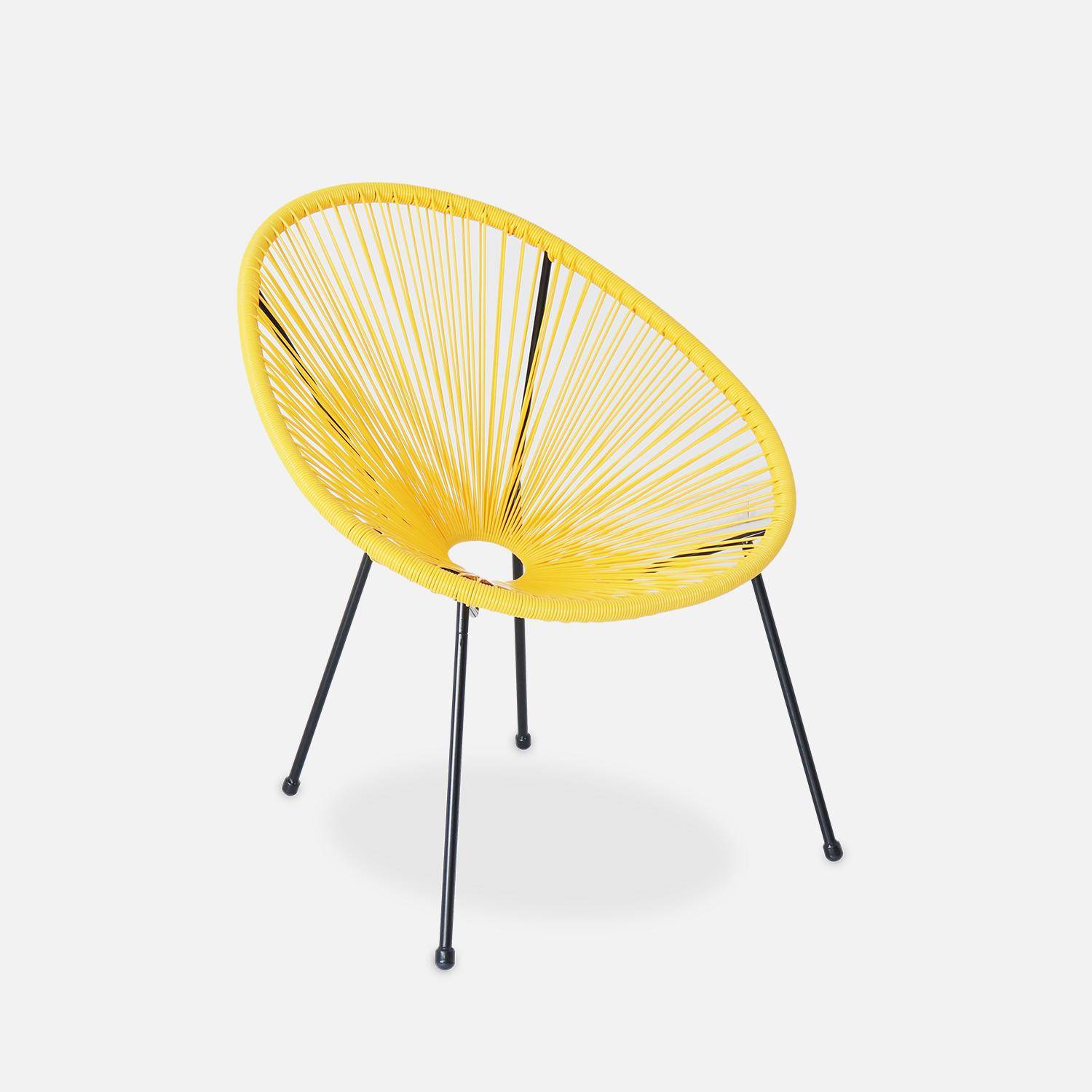 Set van 2 design stoelen ei-vormig - Acapulco Geel  - Stoelen 4 poten retro design, plastic koorden, binnen/buiten Photo3