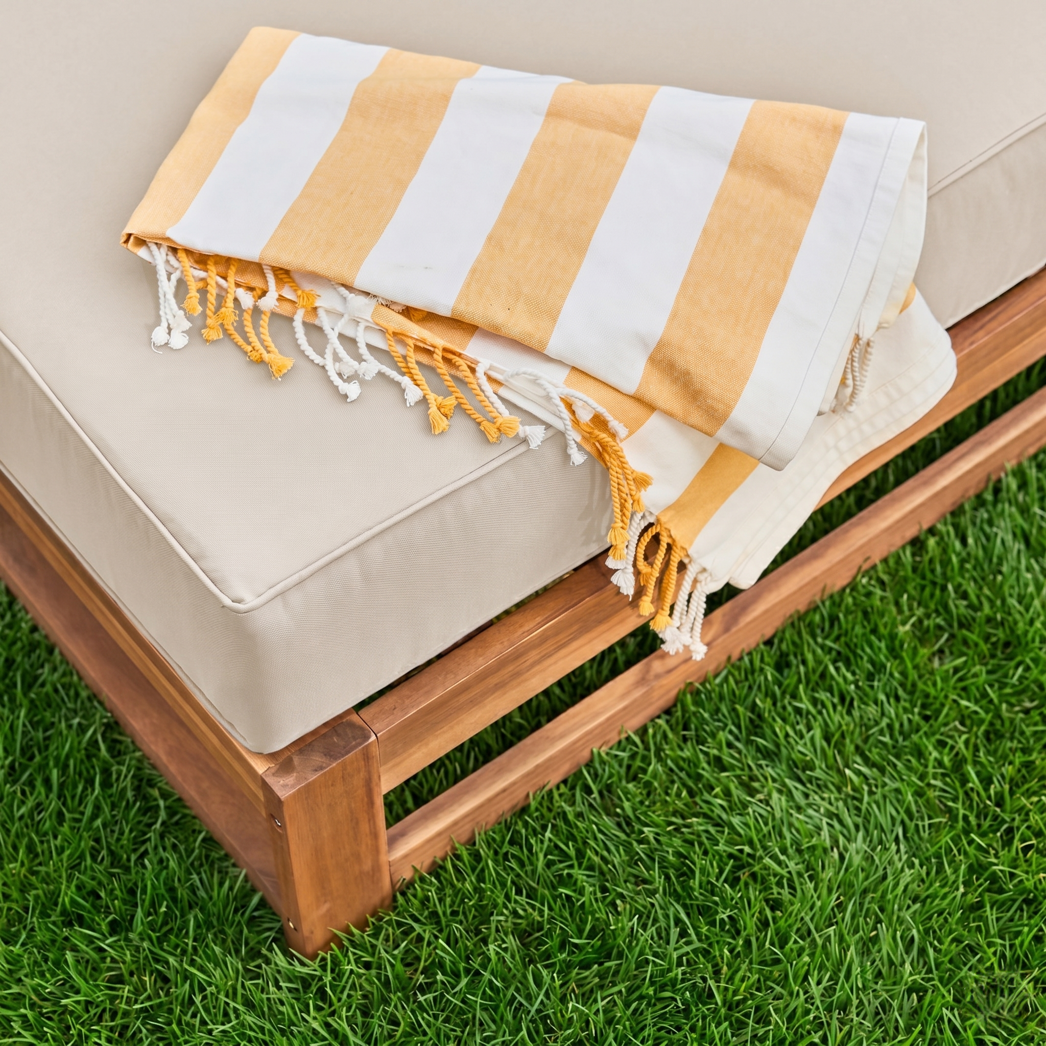 Houten loungeset 5 plaatsen - Mendoza - Beige kussens, acacia, 6 modueles, design Photo9