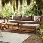 Salon de jardin en bois 5 places - Mendoza - Coussins taupe, acacia, 6 éléments modulables, design Photo1