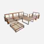 Salon de jardin en bois 5 places - Mendoza - Coussins taupe, acacia, 6 éléments modulables, design Photo6