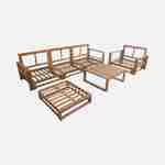 Salon de jardin en bois 5 places - Mendoza - Coussins gris, canapé, fauteuils et table basse en acacia, 6 éléments modulables, design Photo6