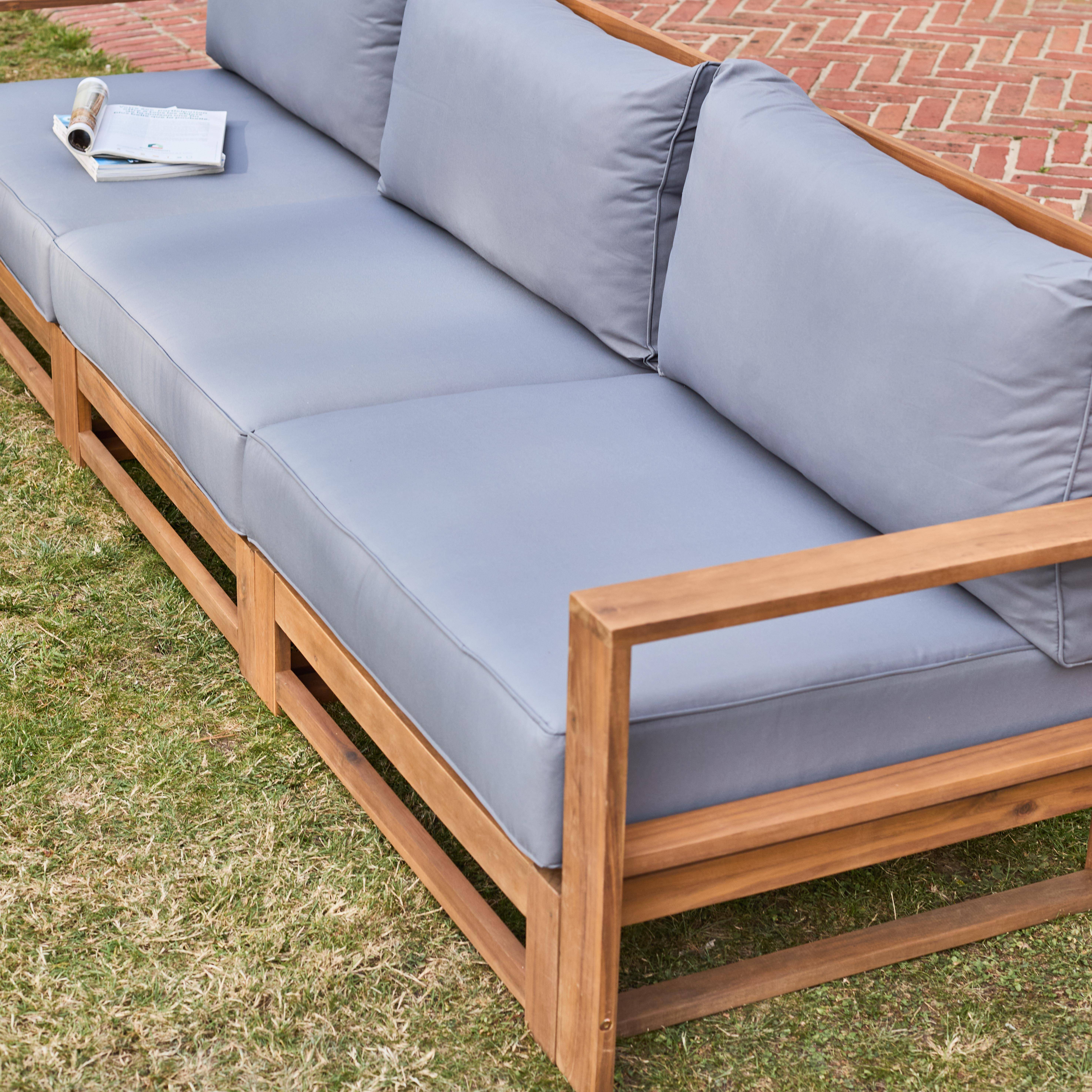 Conjunto de mobiliário de jardim com sofá e poltrona em madeira, 5 lugares, Mendoza, Madeira, 273x75x72.5 cm Photo4