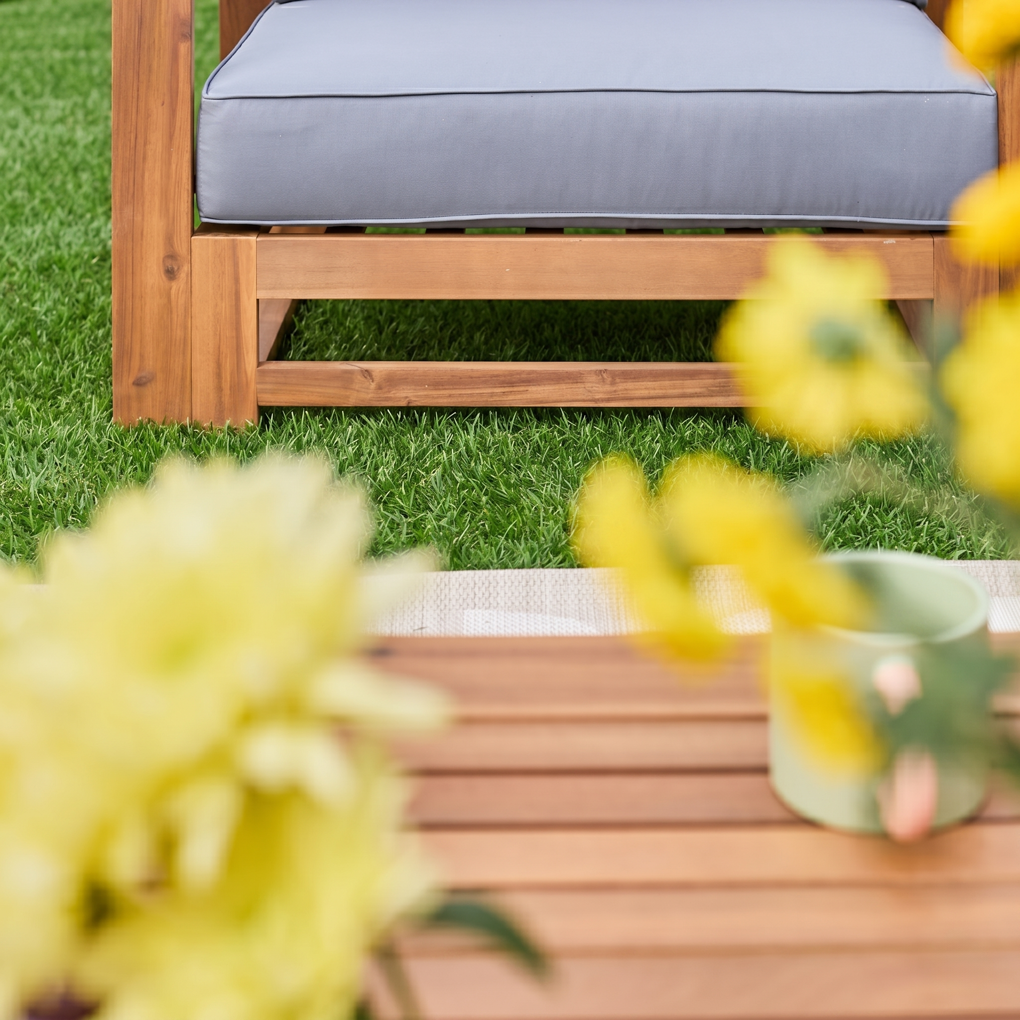 Houten loungeset 5 plaatsen - Mendoza - Grijs kussens, acacia, 6 modules, design Photo5