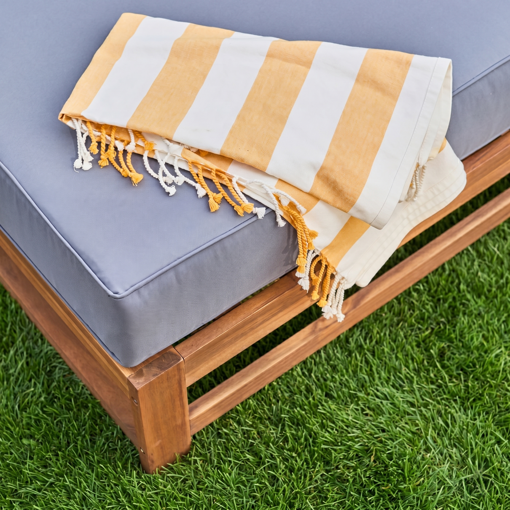 Houten loungeset 5 plaatsen - Mendoza - Grijs kussens, acacia, 6 modules, design Photo9