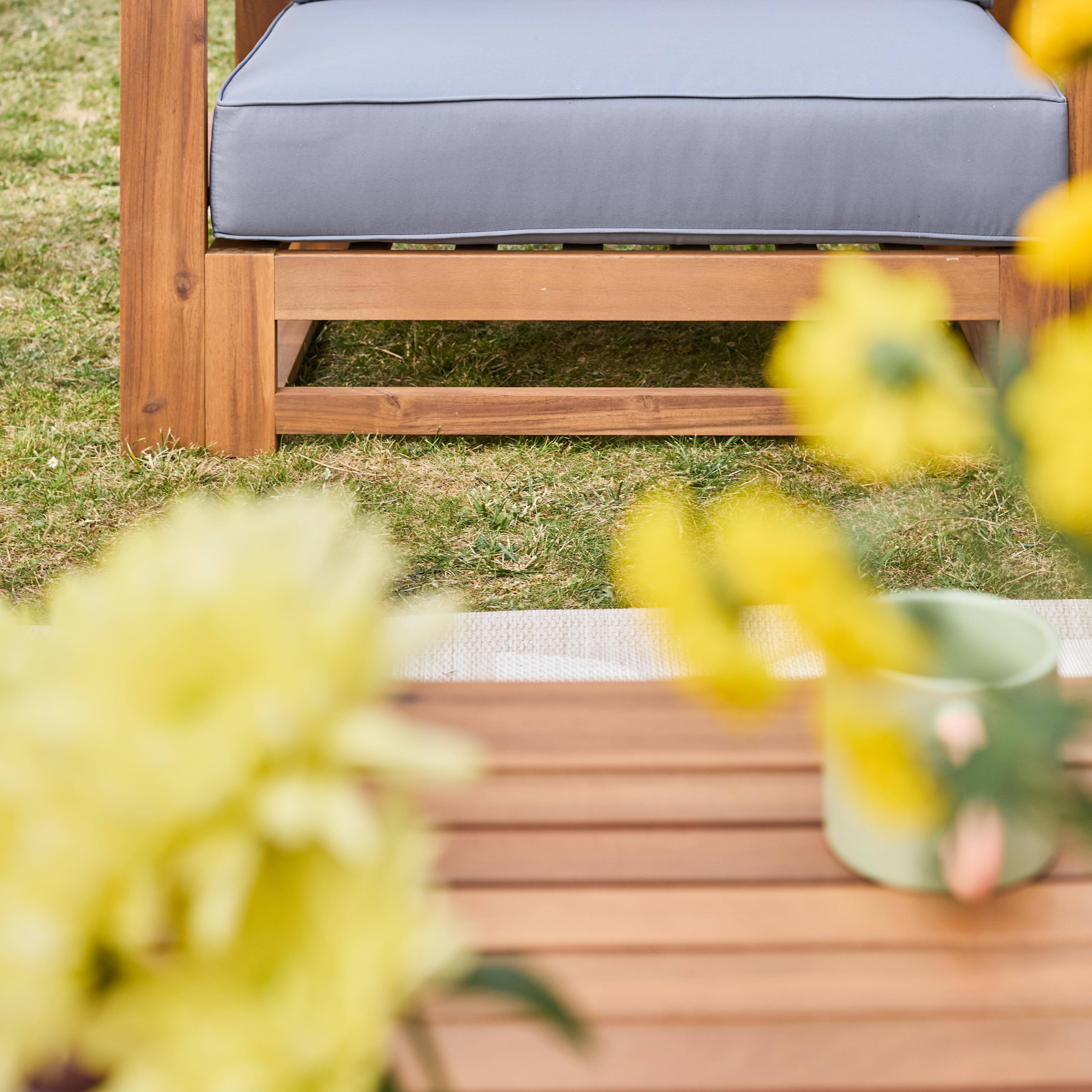 Conjunto de mobiliário de jardim com sofá e poltrona em madeira, 5 lugares, Mendoza, Madeira, 273x75x72.5 cm,sweeek,Photo5