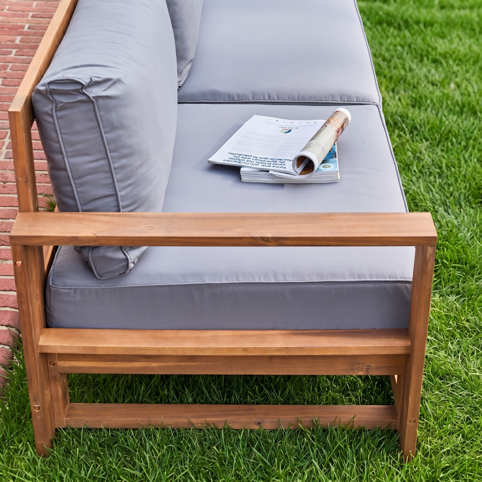 Houten loungeset 5 plaatsen - Mendoza - Grijs kussens, acacia, 6 modules, design,sweeek,Photo6