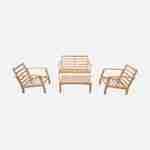 Conjunto de jardín de madera de 4 plazas - Ushuaïa - Cojines crudos, sofá, sillones y mesa de centro en acacia, diseño Photo7