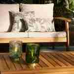 Salon de jardin en bois 4 places - Ushuaïa - Coussins écrus, canapé, fauteuils et table basse en acacia, design Photo3