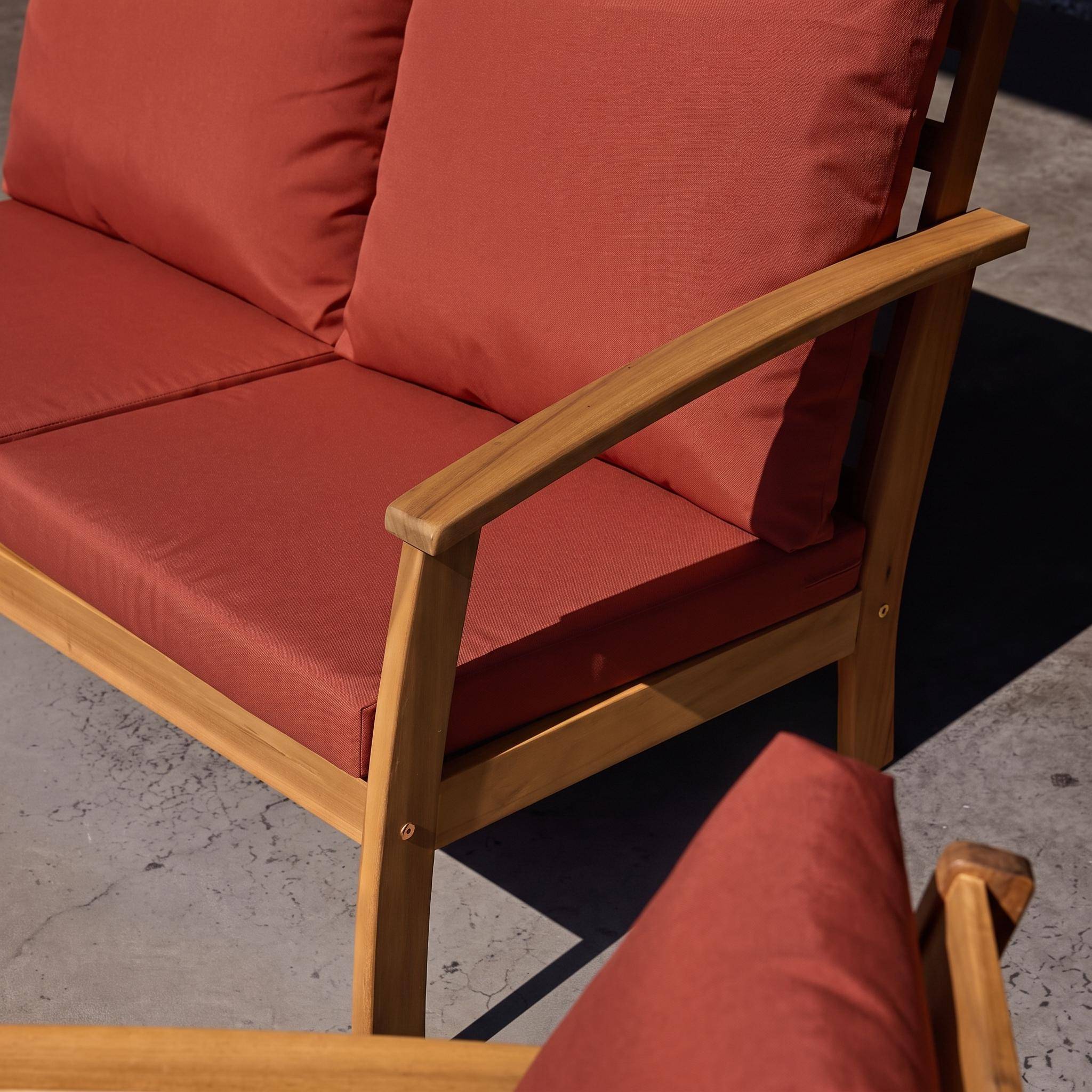 Salotto da giardino in legno, 4 posti, Ushuaia, Marrone naturale, 123x82.7x74.6 cm,sweeek,Photo6