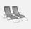 Ligstoelen LEVITO - Set van 2 - Textileen - Opvouwbaar - Antraciet | sweeek