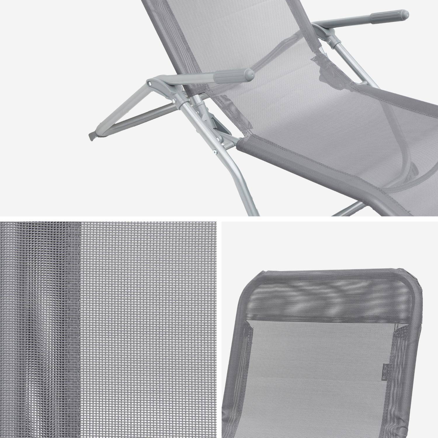 Pair of textilene sun loungers with 2 reclining positions, Levito, Anthracite, 57x168x93 cm Photo5