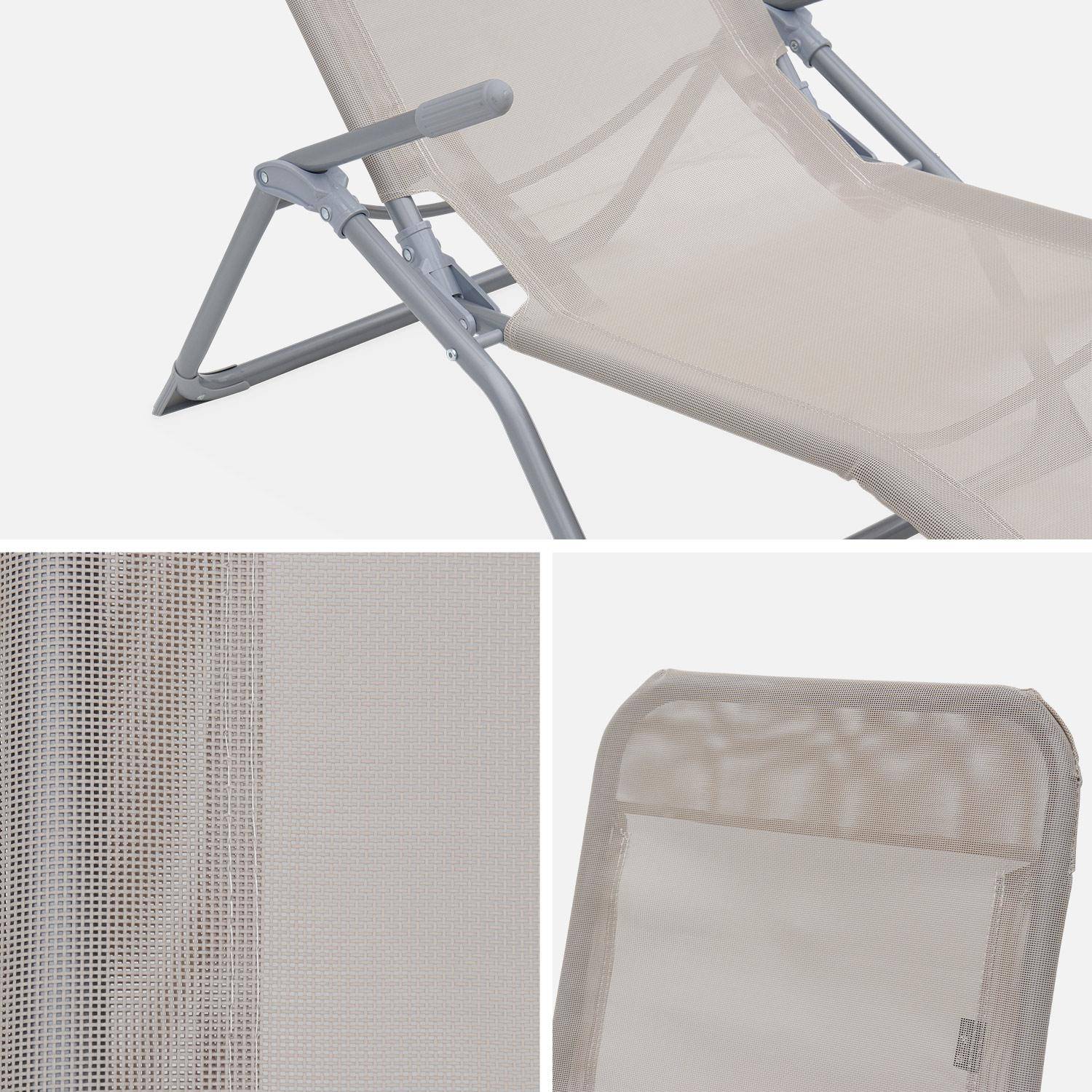 Set van 2 opvouwbare ligstoelen - Levito Taupe - Ligstoelen van textileen, 2 posities, opvouwbare ligstoelen Photo4