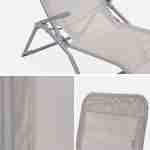 Lot de 2 bains de soleil pliants - Levito Taupe - Transats textilène 2 positions, chaises longues Photo4
